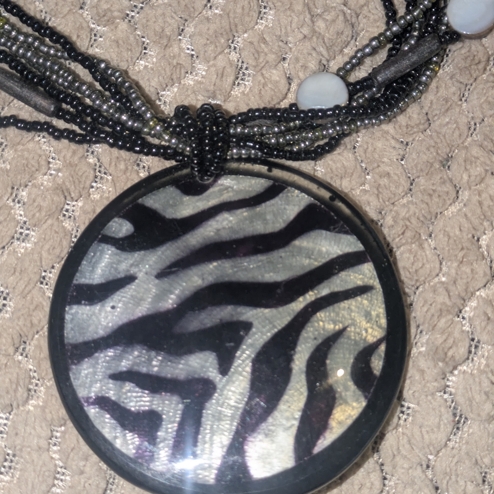 Zebra Print Pendant Necklace